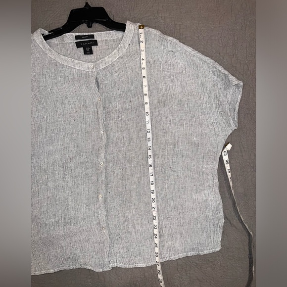 Women’s Tahari size M 100% Linen Boxy Lagenlook Top in Gray - Picture 4 of 5